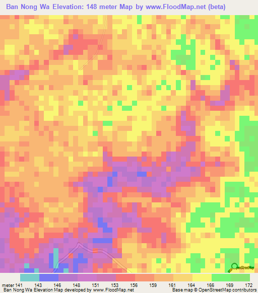 Ban Nong Wa,Thailand Elevation Map