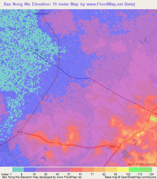 Ban Nong Wa,Thailand Elevation Map
