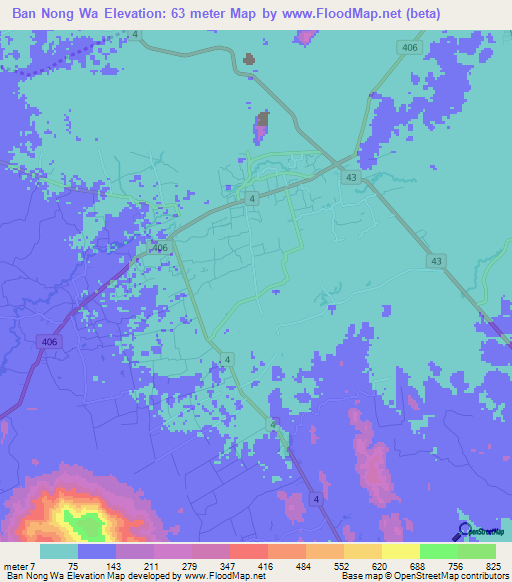 Ban Nong Wa,Thailand Elevation Map
