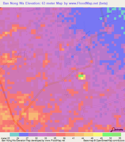 Ban Nong Wa,Thailand Elevation Map