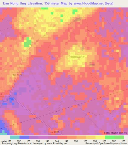 Ban Nong Ung,Thailand Elevation Map