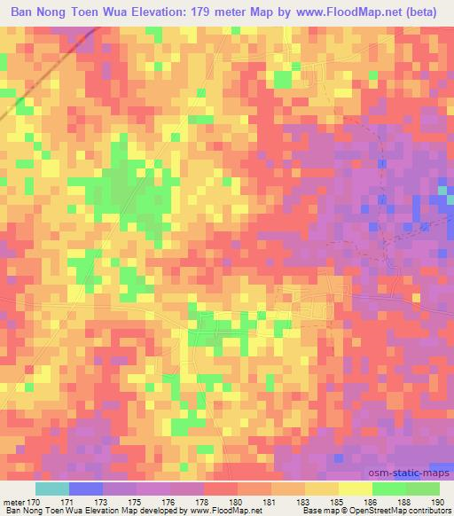 Ban Nong Toen Wua,Thailand Elevation Map