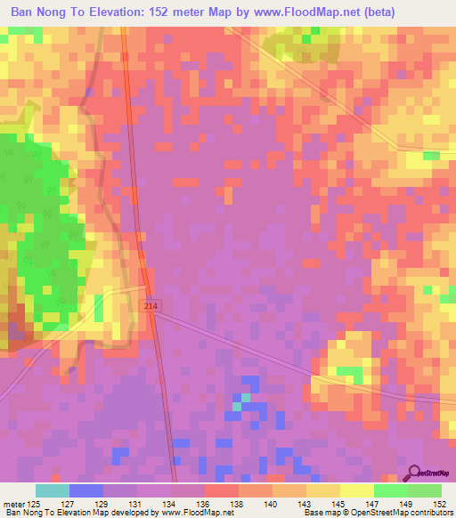 Ban Nong To,Thailand Elevation Map