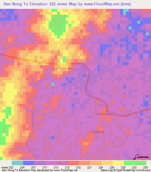 Ban Nong To,Thailand Elevation Map