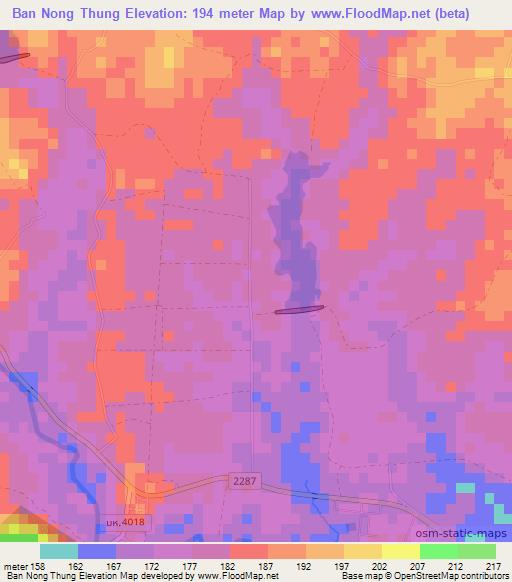 Ban Nong Thung,Thailand Elevation Map
