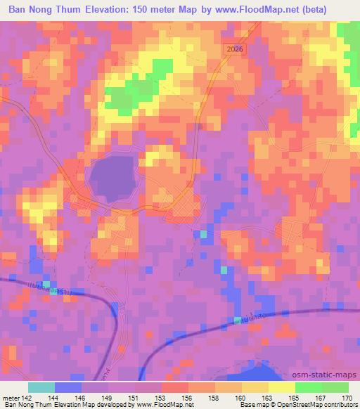 Ban Nong Thum,Thailand Elevation Map