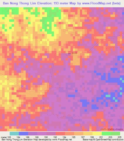 Ban Nong Thong Lim,Thailand Elevation Map