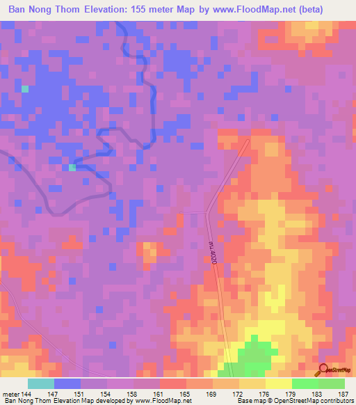 Ban Nong Thom,Thailand Elevation Map