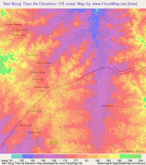 Ban Nong Thao Ka,Thailand Elevation Map