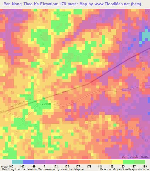 Ban Nong Thao Ka,Thailand Elevation Map