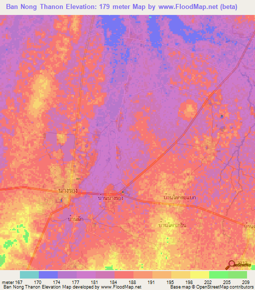 Ban Nong Thanon,Thailand Elevation Map