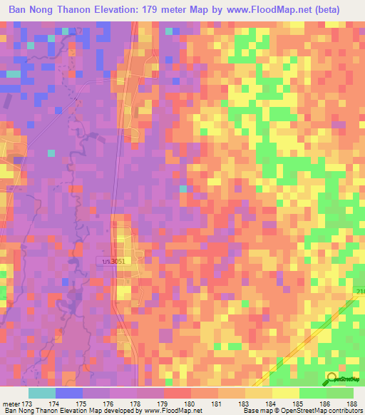 Ban Nong Thanon,Thailand Elevation Map