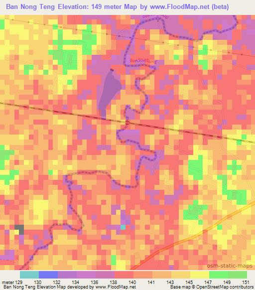 Ban Nong Teng,Thailand Elevation Map