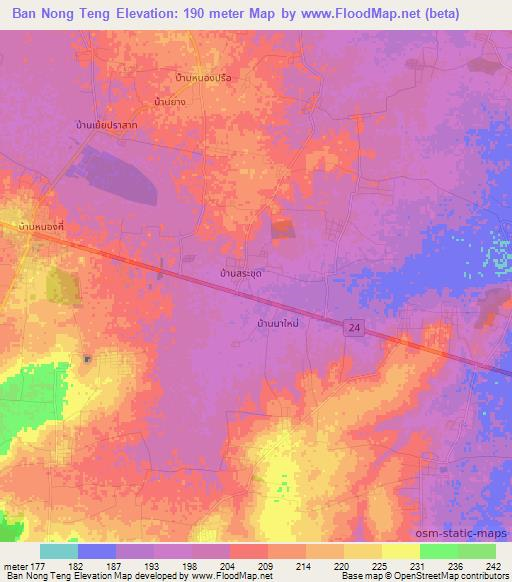 Ban Nong Teng,Thailand Elevation Map
