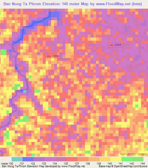 Ban Nong Ta Phrom,Thailand Elevation Map