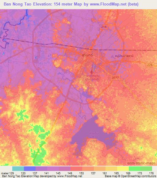 Ban Nong Tao,Thailand Elevation Map