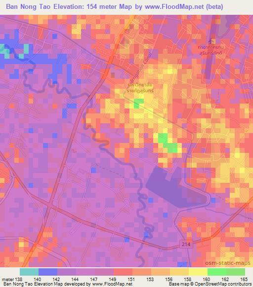Ban Nong Tao,Thailand Elevation Map