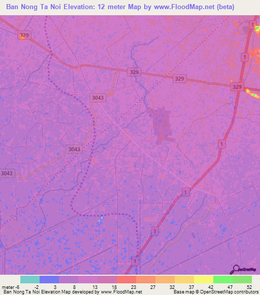 Ban Nong Ta Noi,Thailand Elevation Map