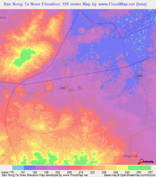 Ban Nong Ta Noen,Thailand Elevation Map