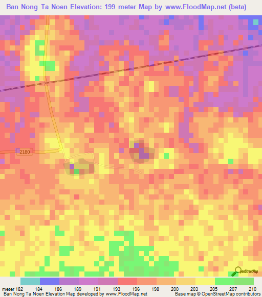 Ban Nong Ta Noen,Thailand Elevation Map