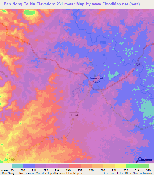 Ban Nong Ta Na,Thailand Elevation Map