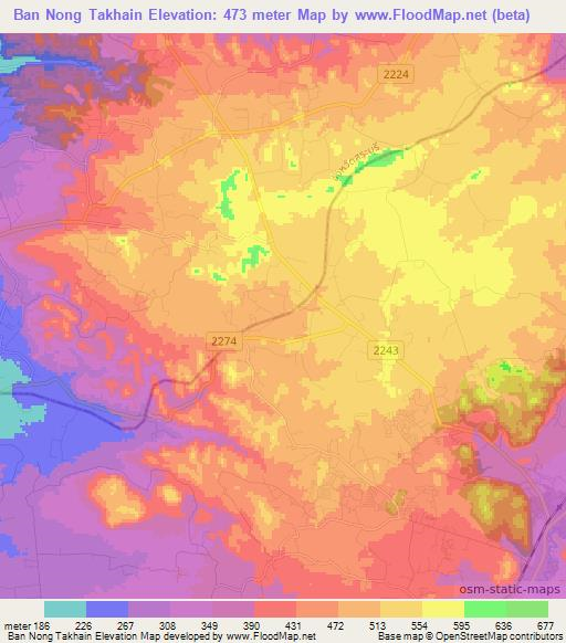Ban Nong Takhain,Thailand Elevation Map