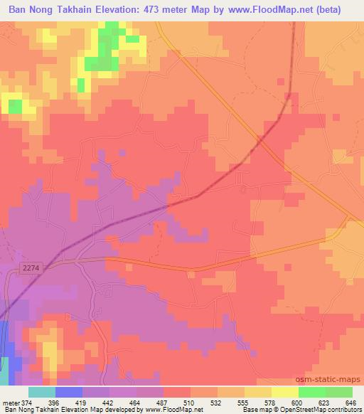 Ban Nong Takhain,Thailand Elevation Map