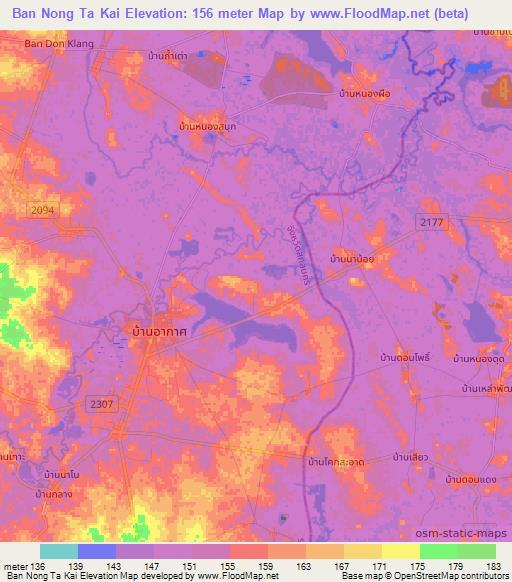 Ban Nong Ta Kai,Thailand Elevation Map