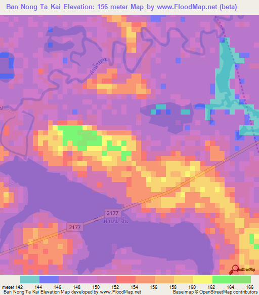 Ban Nong Ta Kai,Thailand Elevation Map
