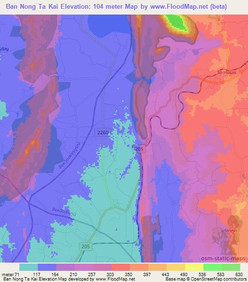Ban Nong Ta Kai,Thailand Elevation Map