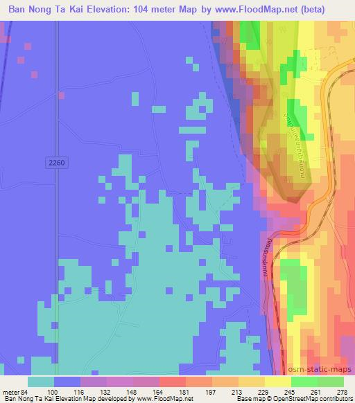 Ban Nong Ta Kai,Thailand Elevation Map