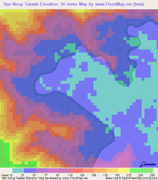 Ban Nong Tabaek,Thailand Elevation Map