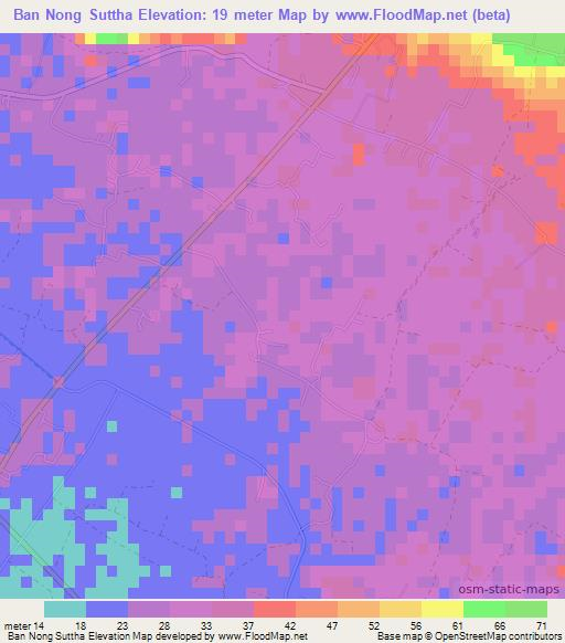 Ban Nong Suttha,Thailand Elevation Map