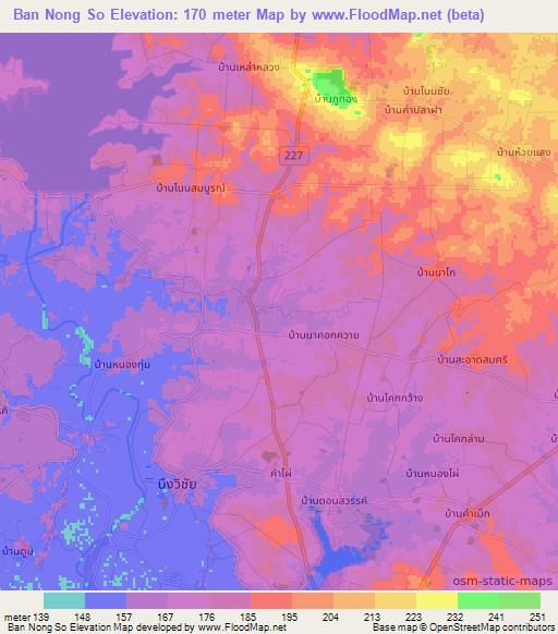 Ban Nong So,Thailand Elevation Map