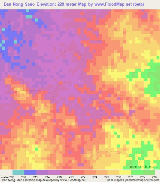 Ban Nong Sano,Thailand Elevation Map