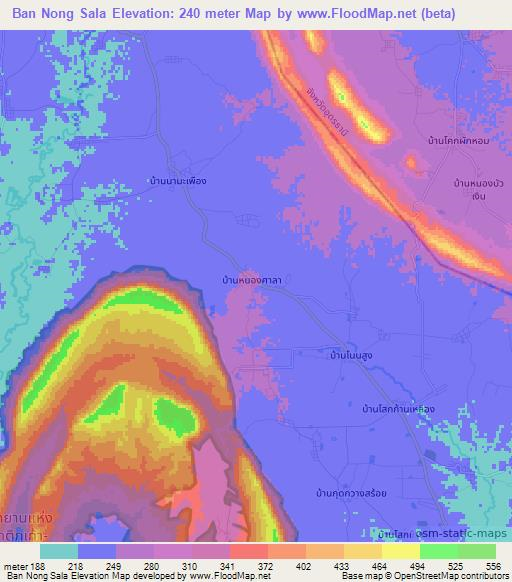 Ban Nong Sala,Thailand Elevation Map