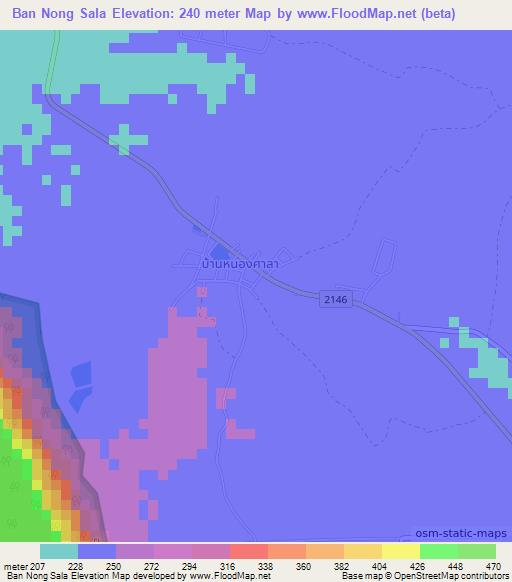 Ban Nong Sala,Thailand Elevation Map