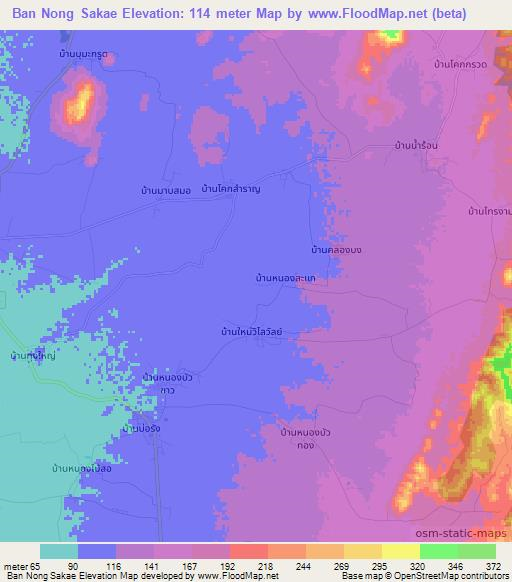 Ban Nong Sakae,Thailand Elevation Map