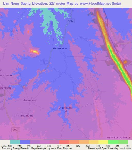 Ban Nong Saeng,Thailand Elevation Map