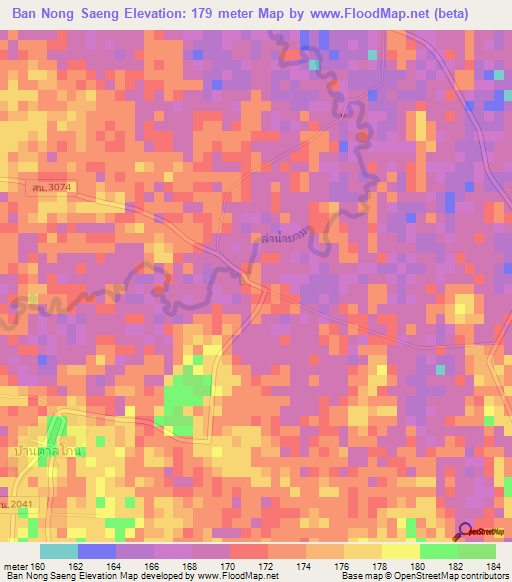 Ban Nong Saeng,Thailand Elevation Map