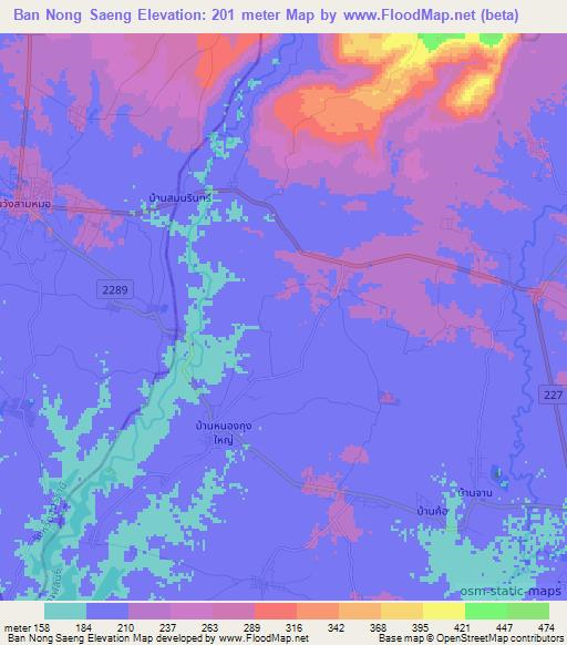 Ban Nong Saeng,Thailand Elevation Map