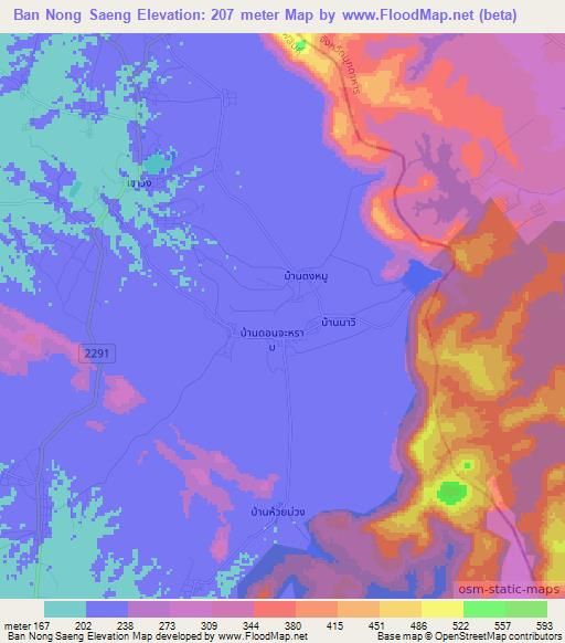 Ban Nong Saeng,Thailand Elevation Map