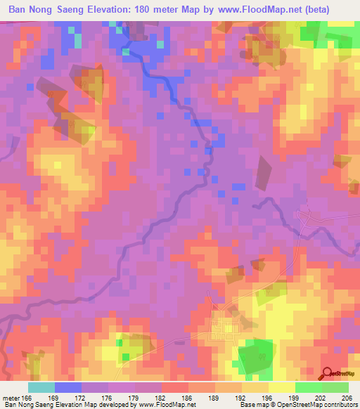 Ban Nong Saeng,Thailand Elevation Map