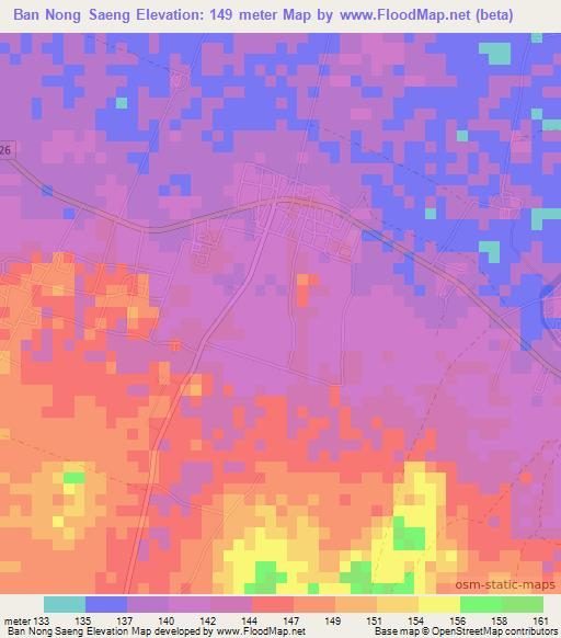 Ban Nong Saeng,Thailand Elevation Map