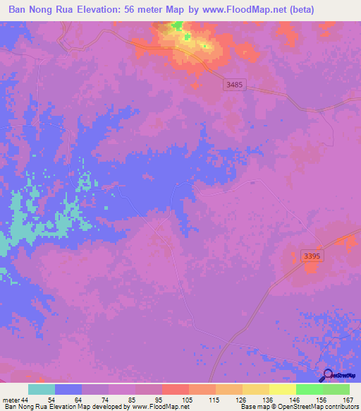 Ban Nong Rua,Thailand Elevation Map