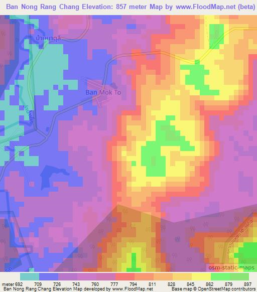 Ban Nong Rang Chang,Thailand Elevation Map