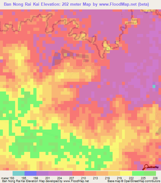 Ban Nong Rai Kai,Thailand Elevation Map