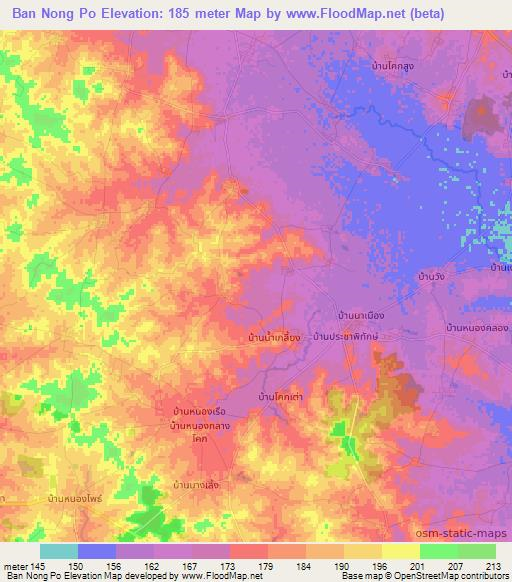 Ban Nong Po,Thailand Elevation Map