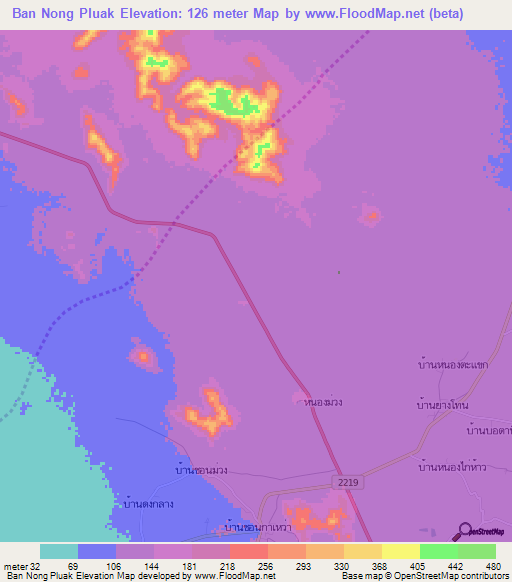 Ban Nong Pluak,Thailand Elevation Map