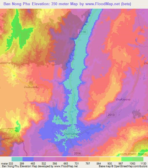Ban Nong Phu,Thailand Elevation Map